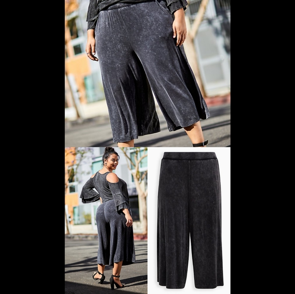 TORRID-SUPER SOFT BLACK MINERAL WASH CULOTTE PANT SIZE 2X